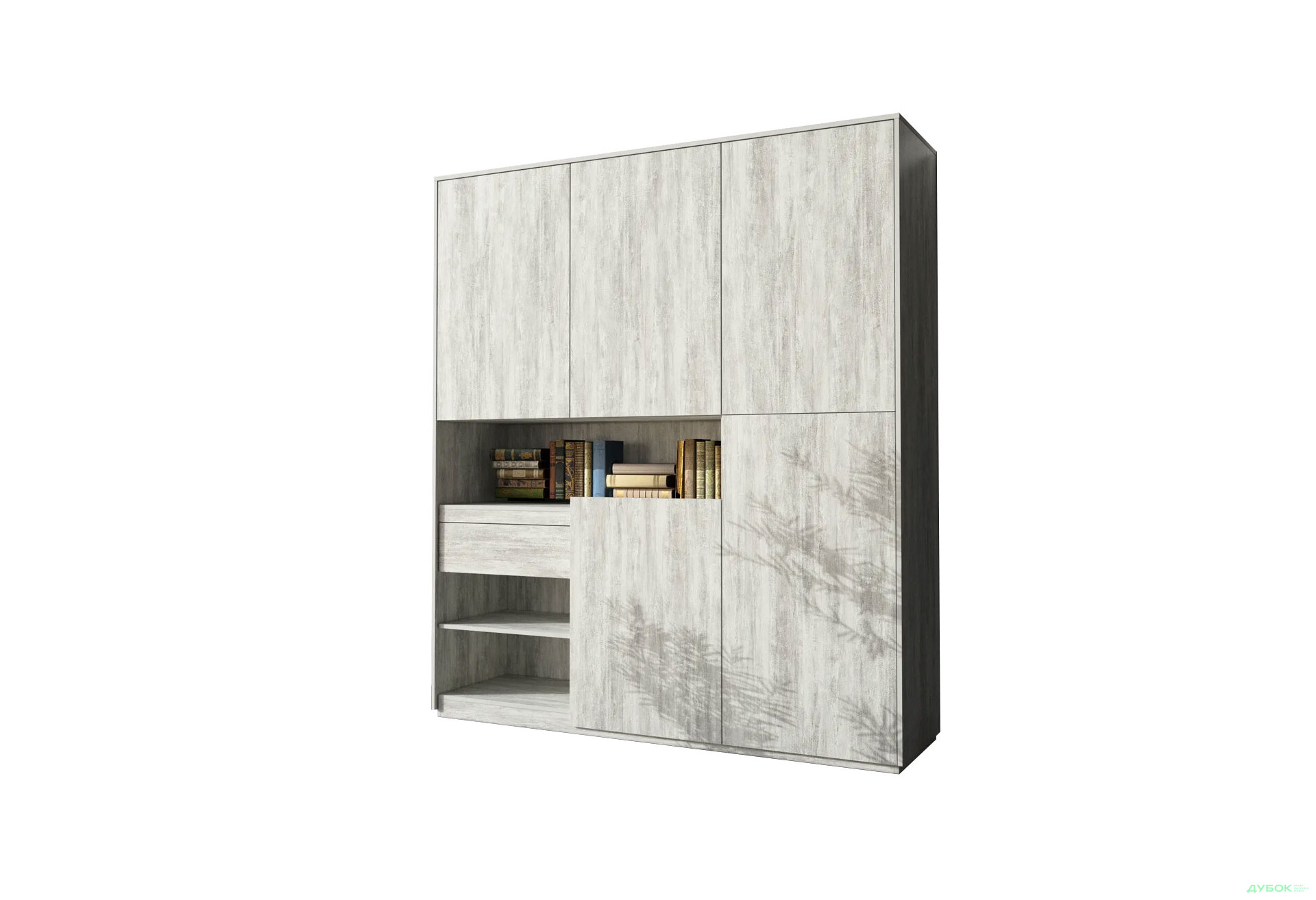 Шафа Moreli RS-2 з полицями, дверцятами та шухлядою 184 см, бетон - Зображення 1 Зображення 1 - Шафа Moreli RS-2 з полицями, дверцятами та шухлядою 184 см, бетон