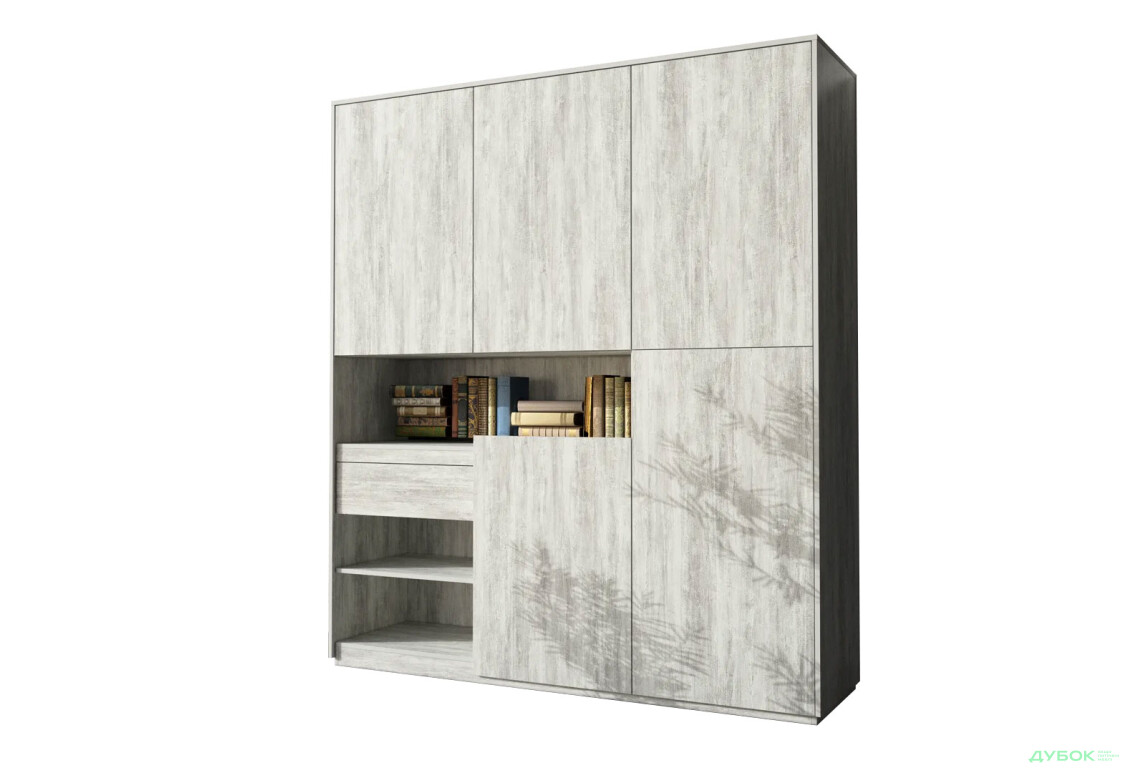 Шафа Moreli RS-2 з полицями, дверцятами та шухлядою 184 см, бетон - Зображення 1 Зображення 1 - Шафа Moreli RS-2 з полицями, дверцятами та шухлядою 184 см, бетон
