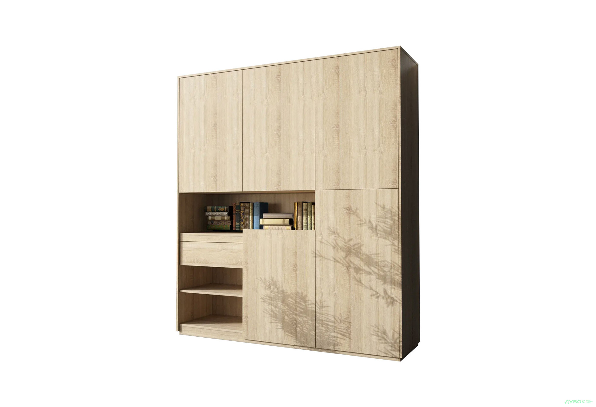 Шафа Moreli RS-2 з полицями, дверцятами та шухлядою 184 см, дуб сонома - Зображення 1 Зображення 1 - Шафа Moreli RS-2 з полицями, дверцятами та шухлядою 184 см, дуб сонома