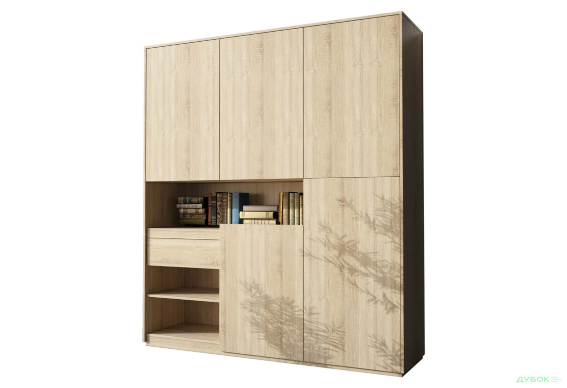 Шафа Moreli RS-2 з полицями, дверцятами та шухлядою 184 см, дуб сонома - Зображення 1 Зображення 1 - Шафа Moreli RS-2 з полицями, дверцятами та шухлядою 184 см, дуб сонома