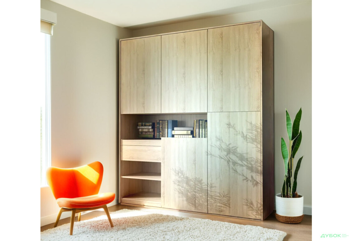 Шафа Moreli RS-2 з полицями, дверцятами та шухлядою 184 см, дуб сонома - Зображення 2 Зображення 2 - Шафа Moreli RS-2 з полицями, дверцятами та шухлядою 184 см, дуб сонома