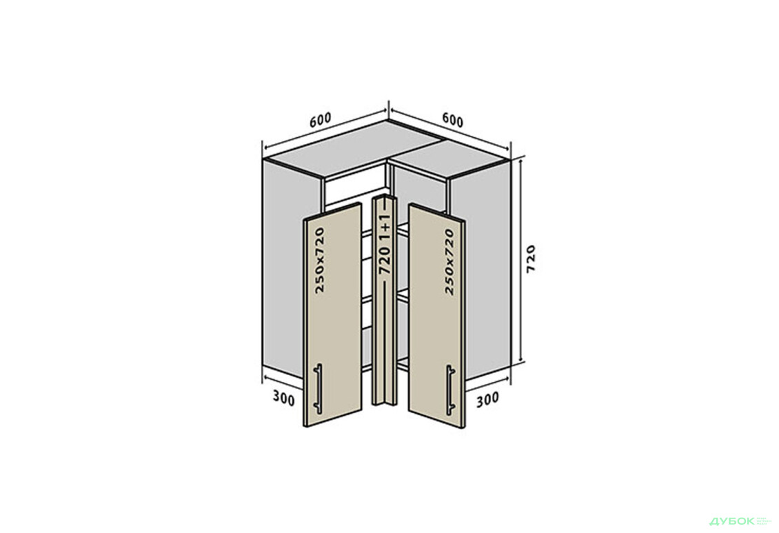 В18 Тумба кутова 60х60 Моно Luxe VIP-master - Зображення 1 Зображення 1 - В18 Тумба кутова 60х60 Моно Luxe VIP-master