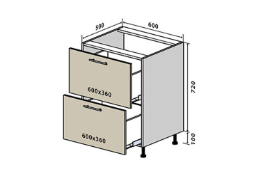 Н10 Тумба 2Ш 60 Моно Luxe Вип-Мастер
