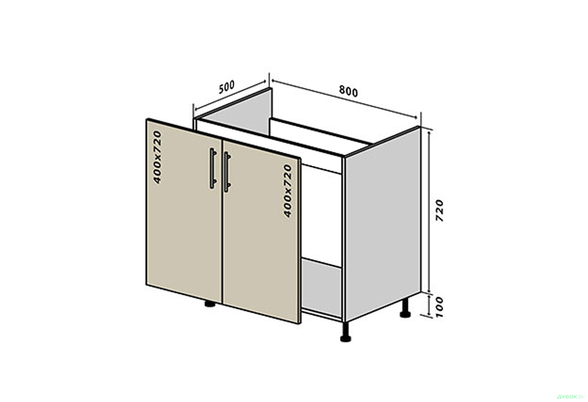 Изображение 1 - Н14 Тумба мойка 2Д 80 Моно Luxe Вип-Мастер
