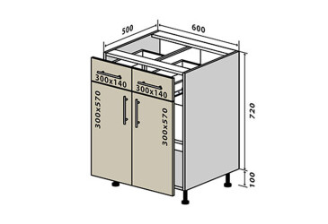 Н26 Тумба 2Ш2Д 60 Моно Luxe VIP-master