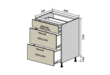 Н28 Тумба 3Ш 60 Моно Luxe Вип-Мастер