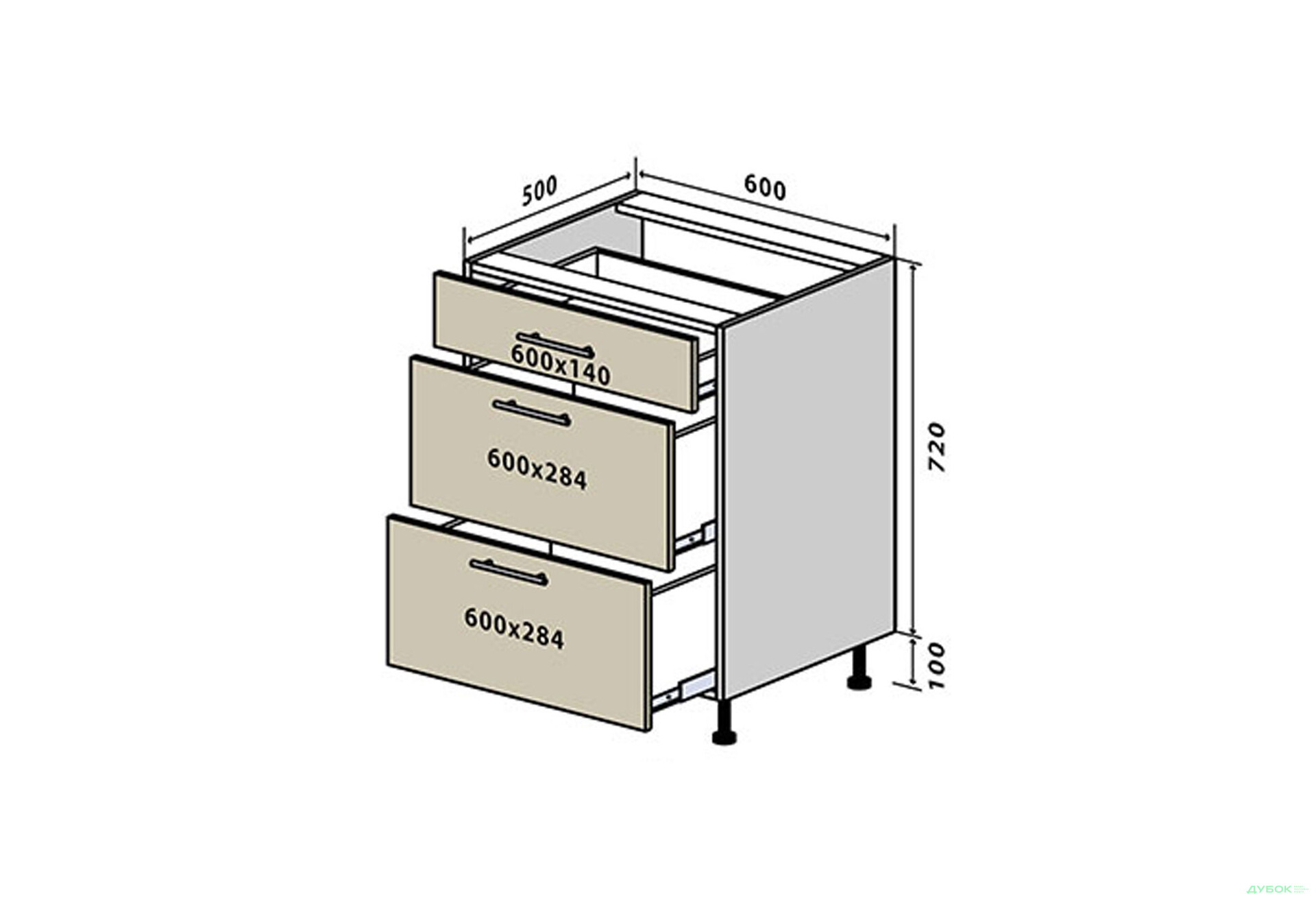 Зображення 1 - Н28 Тумба 3Ш 60 Моно Luxe VIP-master
