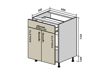 Н30 Тумба 1Ш2Д 60 Моно Luxe VIP-master
