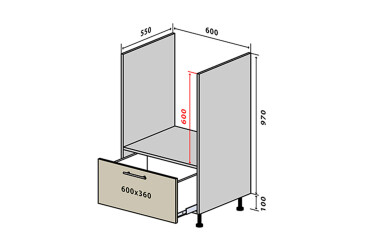 Н32 Тумба для духовки 1Ш New Моно Luxe VIP-master