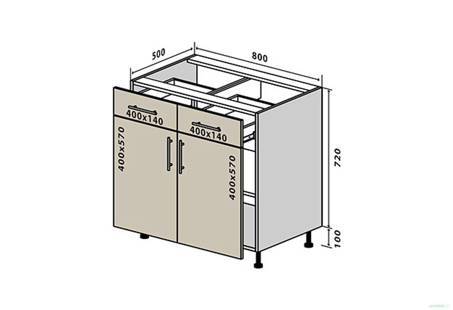 Изображение 1 - Н27 Тумба 2Ш2Д 80 Бета Люкс Вип-Мастер