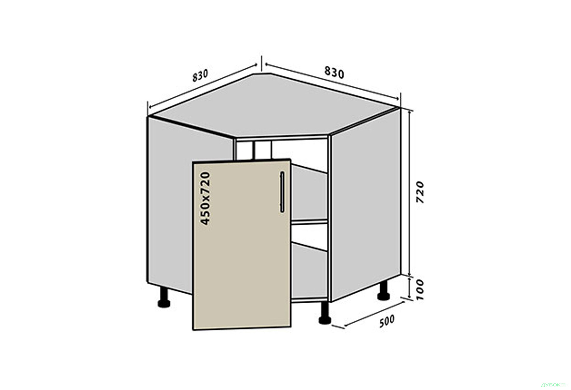 Зображення 1 - Н34 Тумба кутова мийка Бета Люкс VIP-master