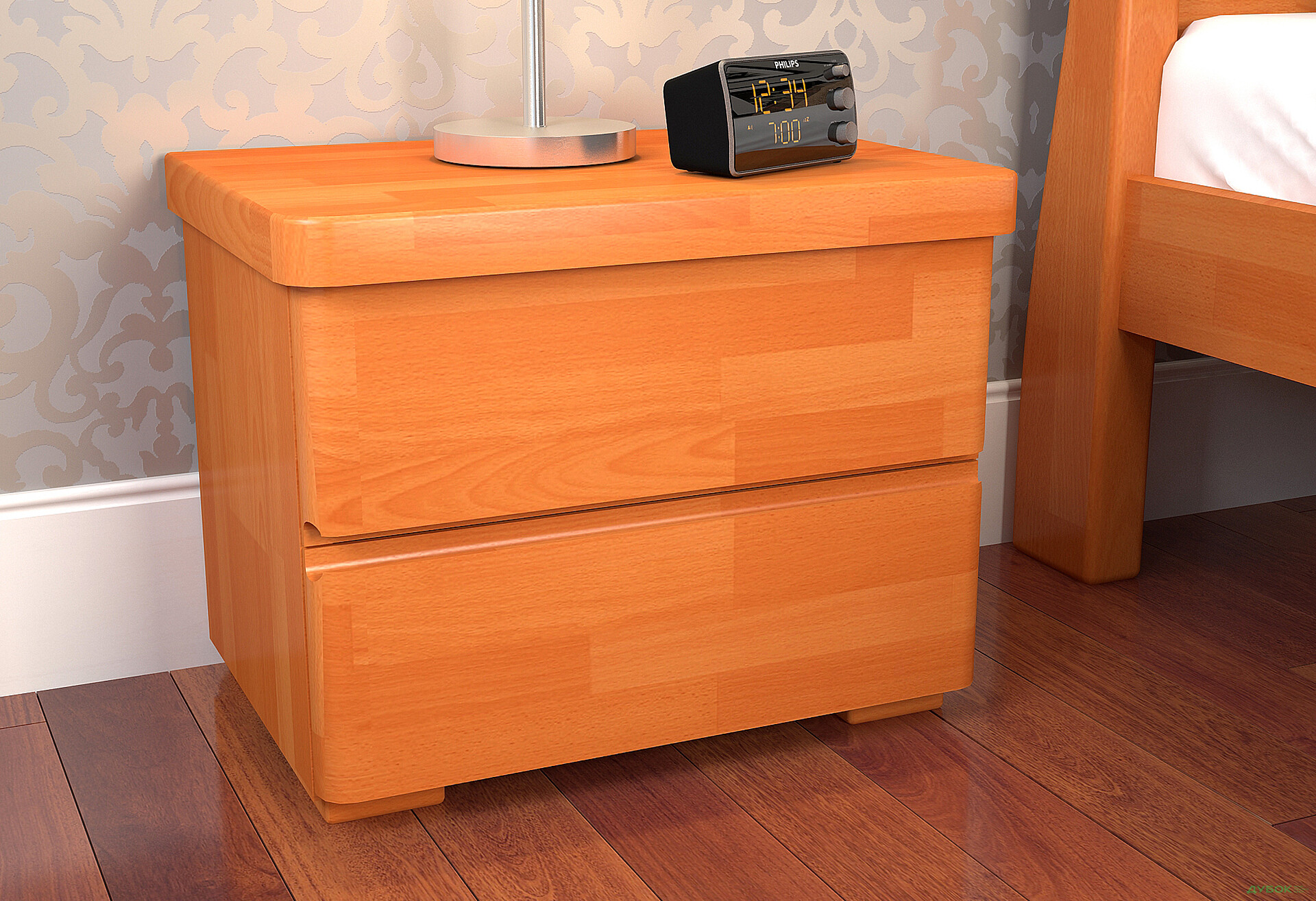 Тумба приліжкова Arbor Drev Регіна з 2 шухлядами 50 см вільха сосна - Зображення 2 Зображення 2 - Тумба приліжкова Arbor Drev Регіна з 2 шухлядами 50 см вільха сосна