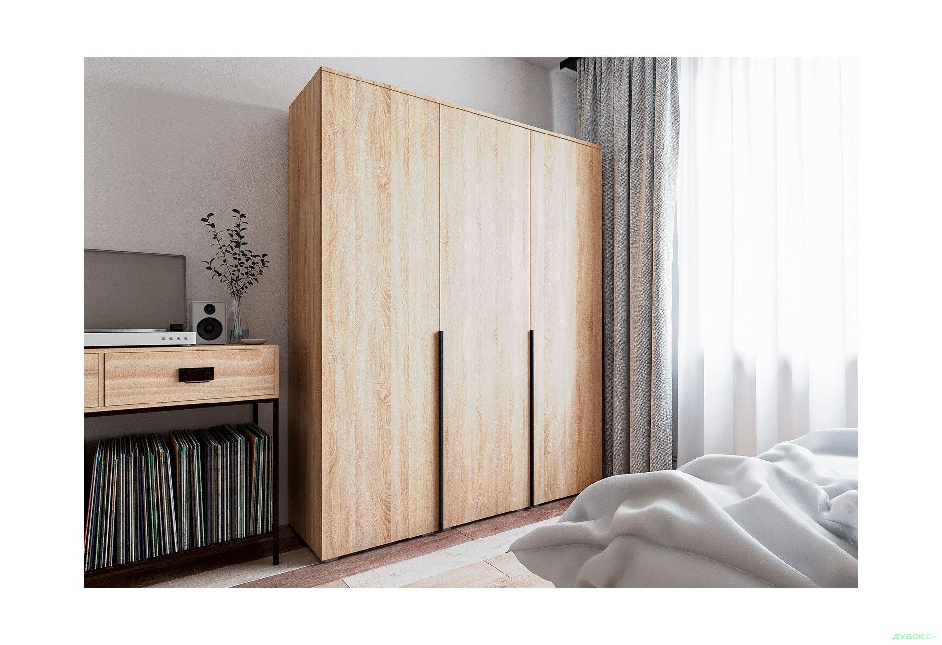 Шафа Moreli Ліберті (ST0027) зі штангою та відділенням з полицями 3-дверна 180 см дуб сонома - Зображення 2 Зображення 2 - Шафа Moreli Ліберті (ST0027) зі штангою та відділенням з полицями 3-дверна 180 см дуб сонома