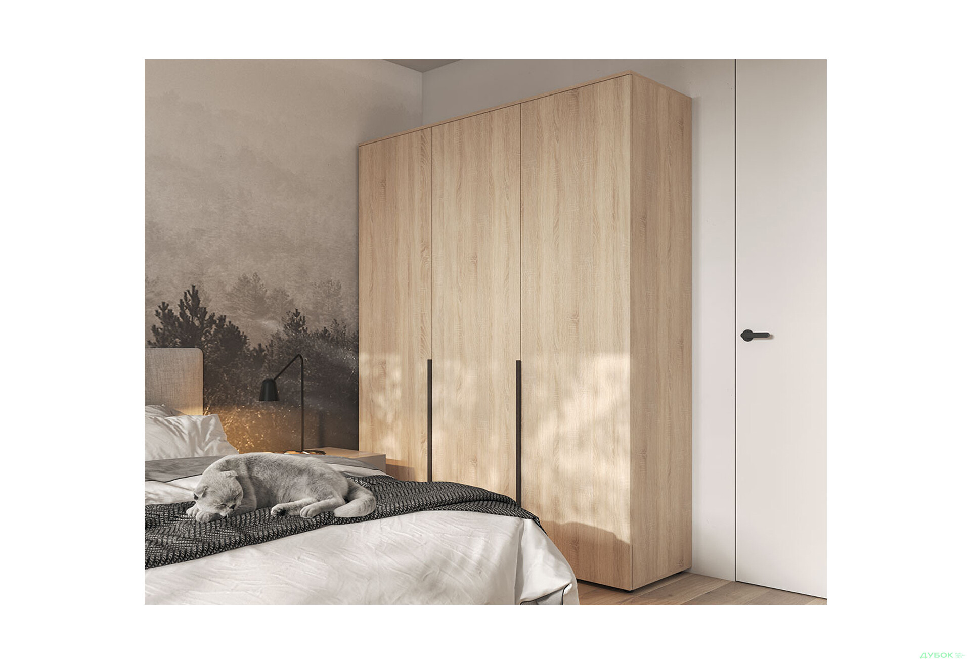 Шафа Moreli Ліберті (ST0027) зі штангою та відділенням з полицями 3-дверна 180 см дуб сонома - Зображення 4 Зображення 4 - Шафа Moreli Ліберті (ST0027) зі штангою та відділенням з полицями 3-дверна 180 см дуб сонома