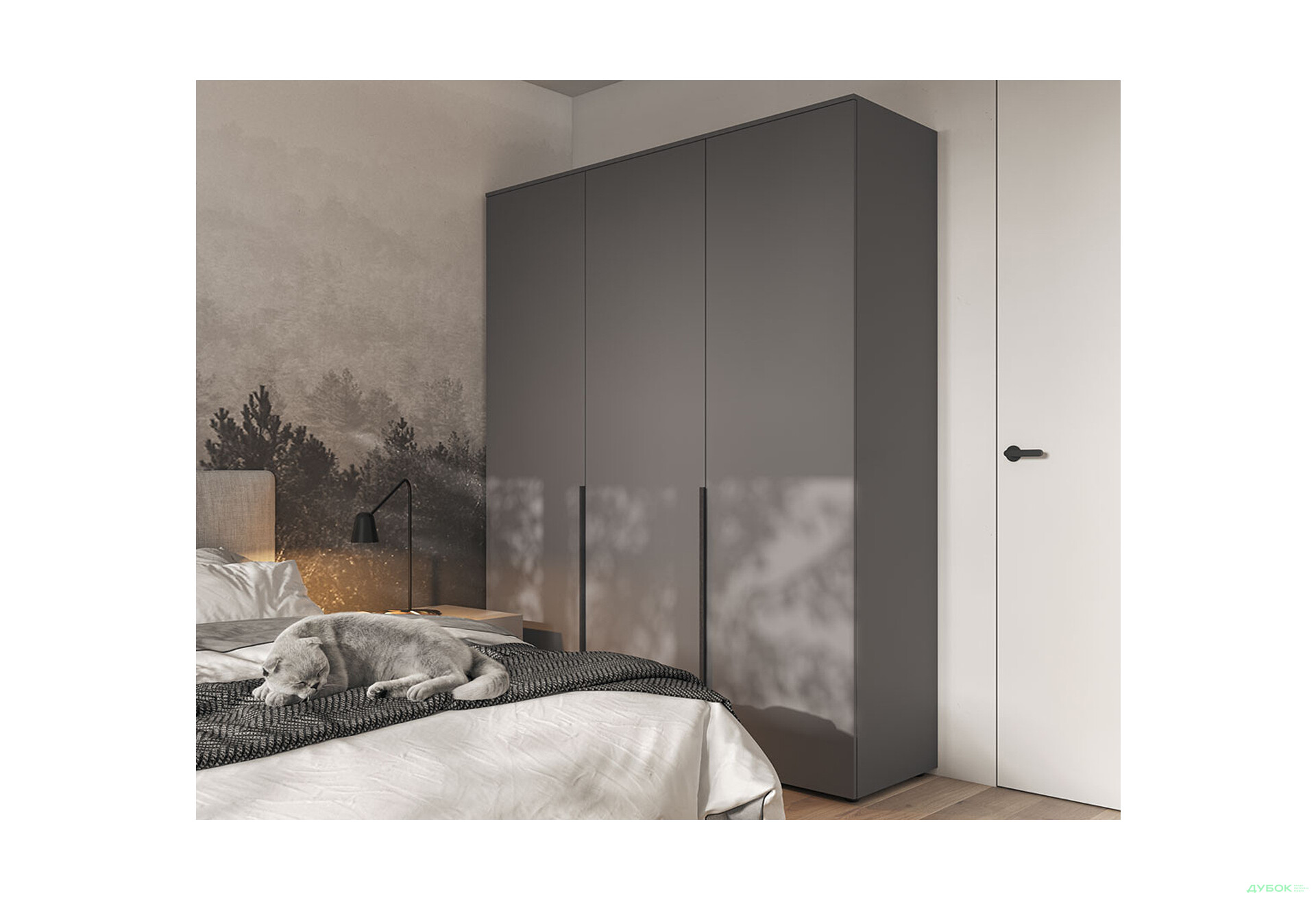 Шафа Moreli Ліберті (ST0027) зі штангою та відділенням з полицями 3-дверна 180 см антрацит - Зображення 4 Зображення 4 - Шафа Moreli Ліберті (ST0027) зі штангою та відділенням з полицями 3-дверна 180 см антрацит