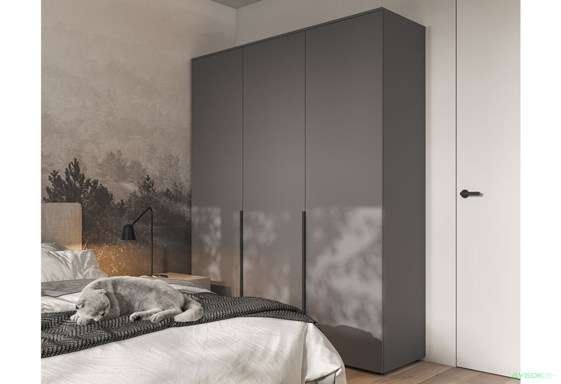 Шафа Moreli Ліберті (ST0027) зі штангою та відділенням з полицями 3-дверна 180 см антрацит - Зображення 4 Зображення 4 - Шафа Moreli Ліберті (ST0027) зі штангою та відділенням з полицями 3-дверна 180 см антрацит