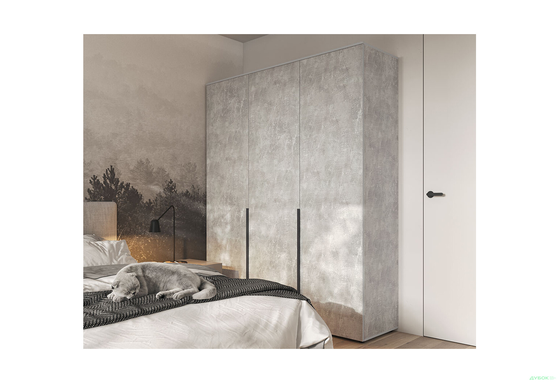 Шафа Moreli Ліберті (ST0027) зі штангою та відділенням з полицями 3-дверна 180 см бетон - Зображення 2 Зображення 2 - Шафа Moreli Ліберті (ST0027) зі штангою та відділенням з полицями 3-дверна 180 см бетон