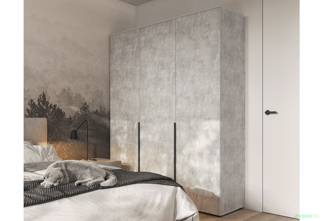 Шафа Moreli Ліберті (ST0027) зі штангою та відділенням з полицями 3-дверна 180 см бетон - Зображення 2 Зображення 2 - Шафа Moreli Ліберті (ST0027) зі штангою та відділенням з полицями 3-дверна 180 см бетон