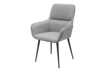 Стілець кухонний Bjorn Фрост 60x63x93 см м'який з підлокітниками, сірий Solid 90, опора чорна