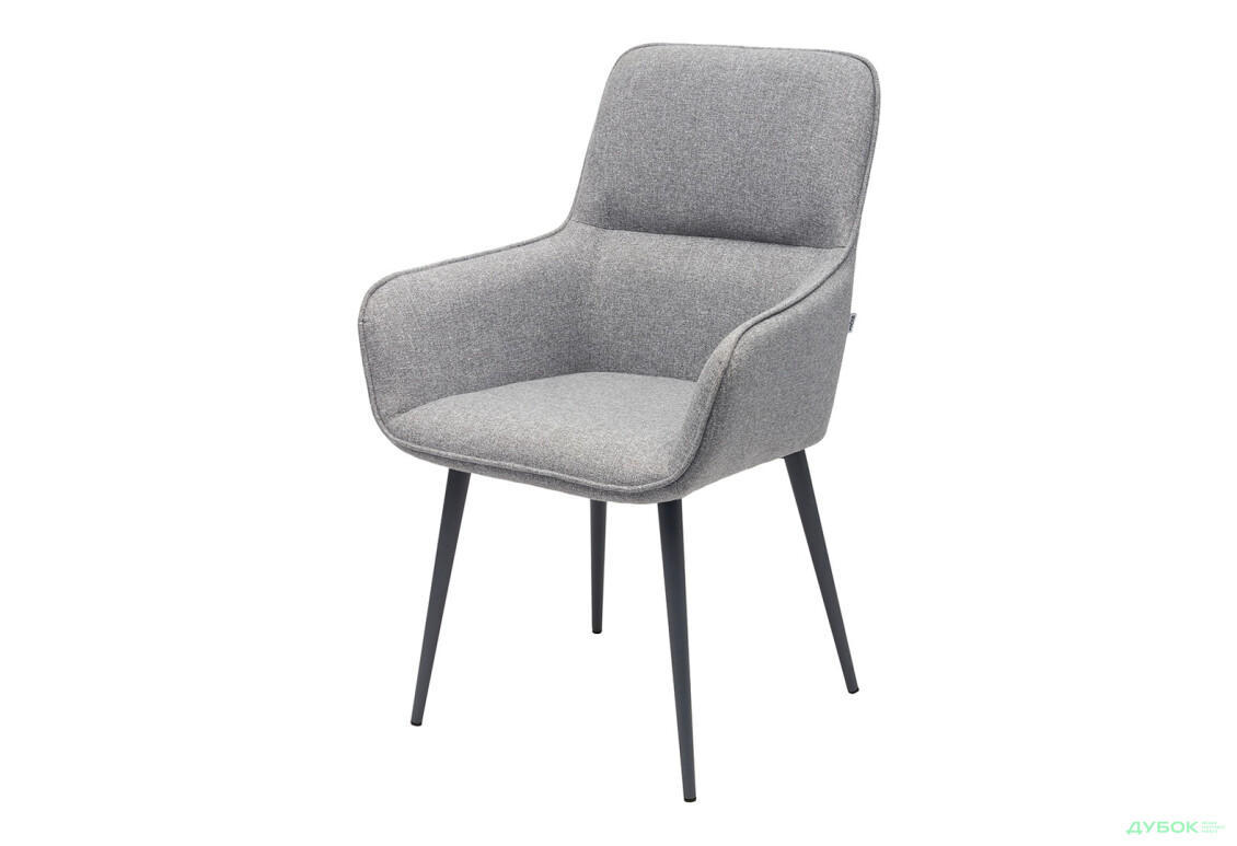 Стілець кухонний Bjorn Фрост 60x63x93 см м'який з підлокітниками, сірий Solid 90, опора чорна