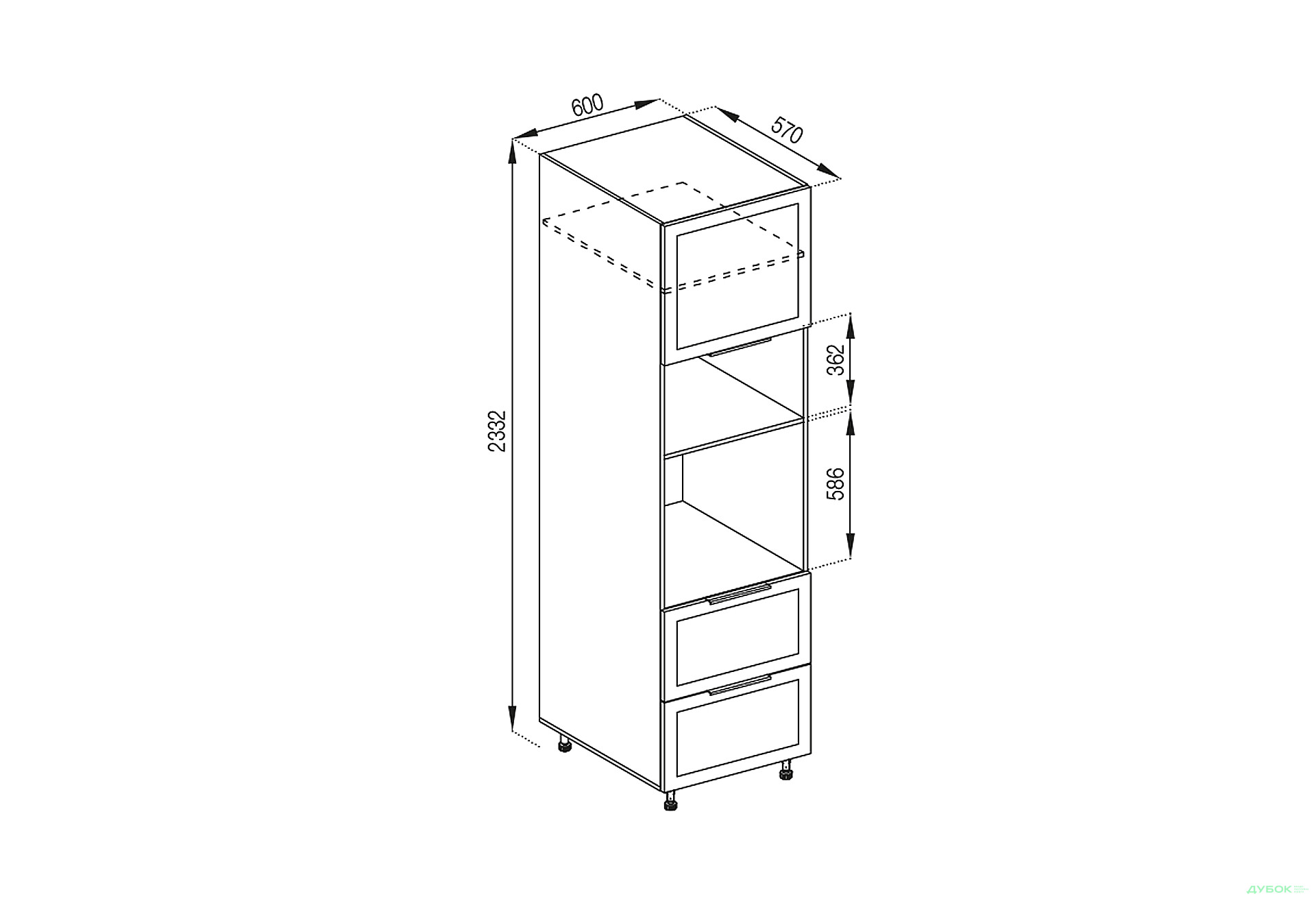 Зображення 1 - П 60 ДШ п/мікрохв. (h-920) LUX Анна Світ Меблів