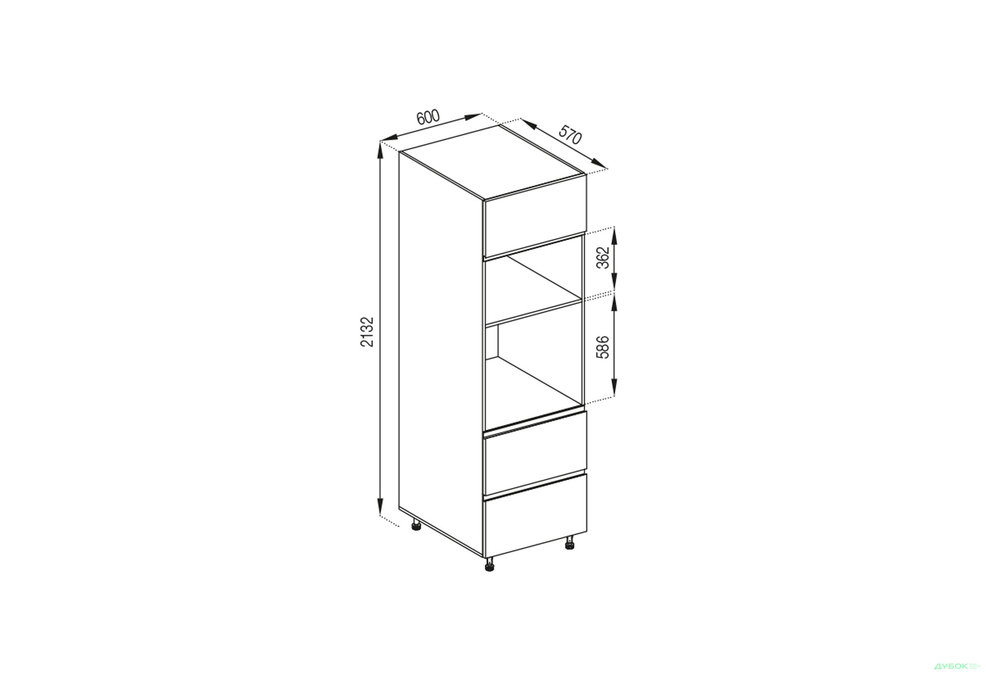 Зображення 1 - П 60 ДШ п/мікрохв. LUX Мілана Світ Меблів