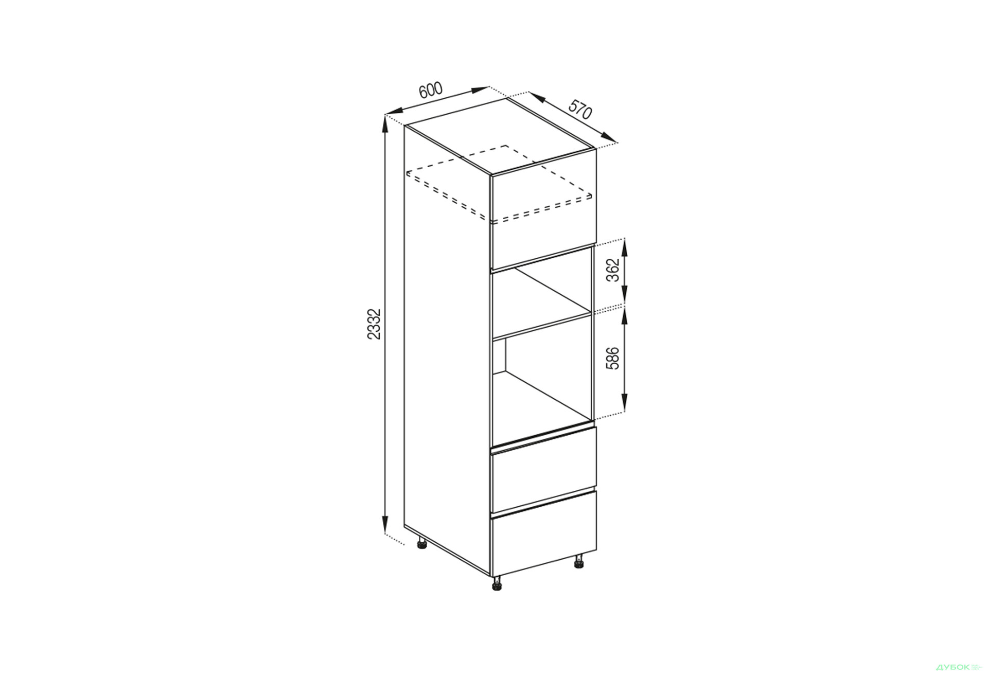 Зображення 1 - П 60 ДШ п/мікрохв. (h-920) LUX Мілана Світ Меблів