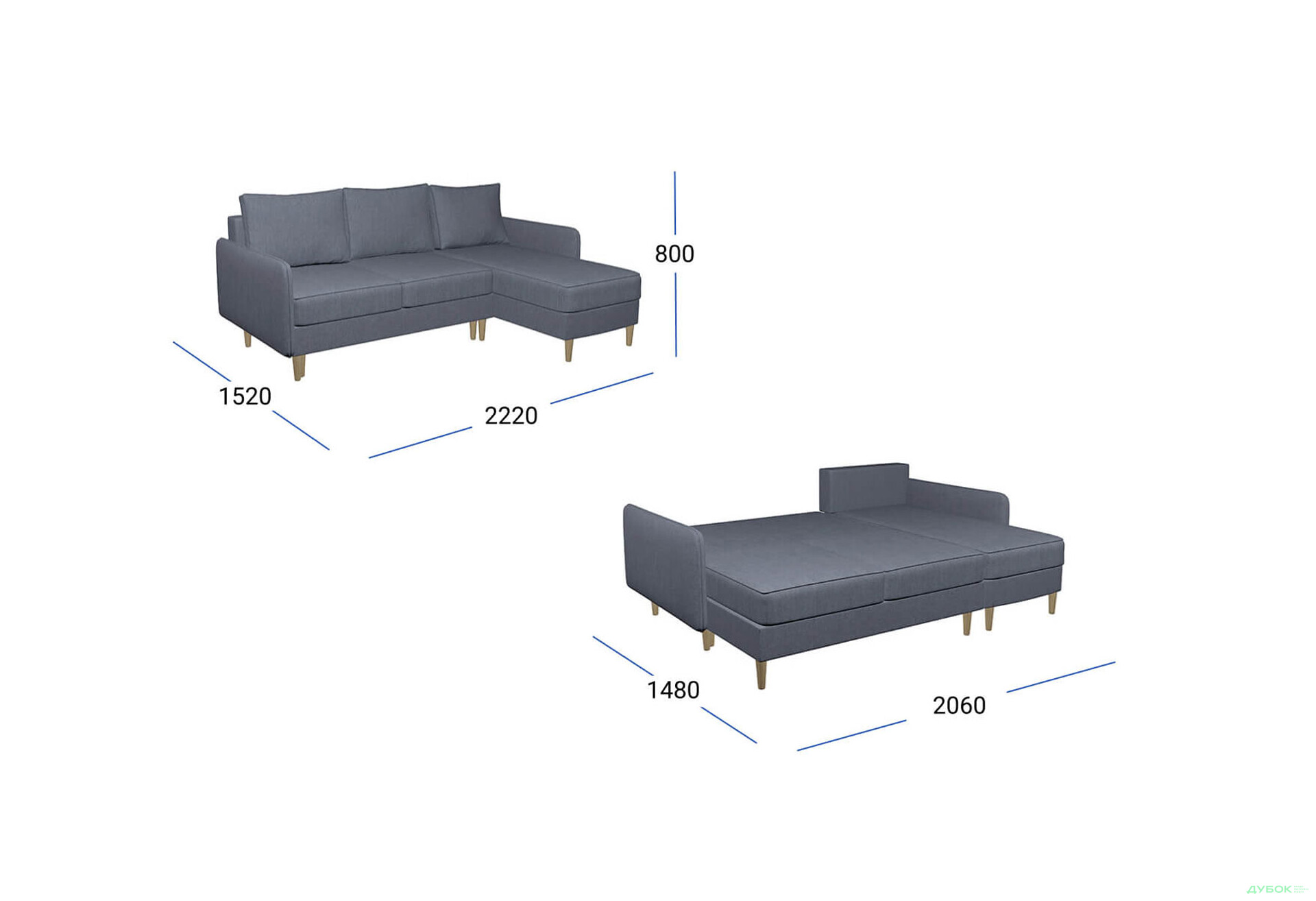 М'який куточок UMa Тренд 222x152 см - Зображення 14 Зображення 14 - М'який куточок UMa Тренд 222x152 см