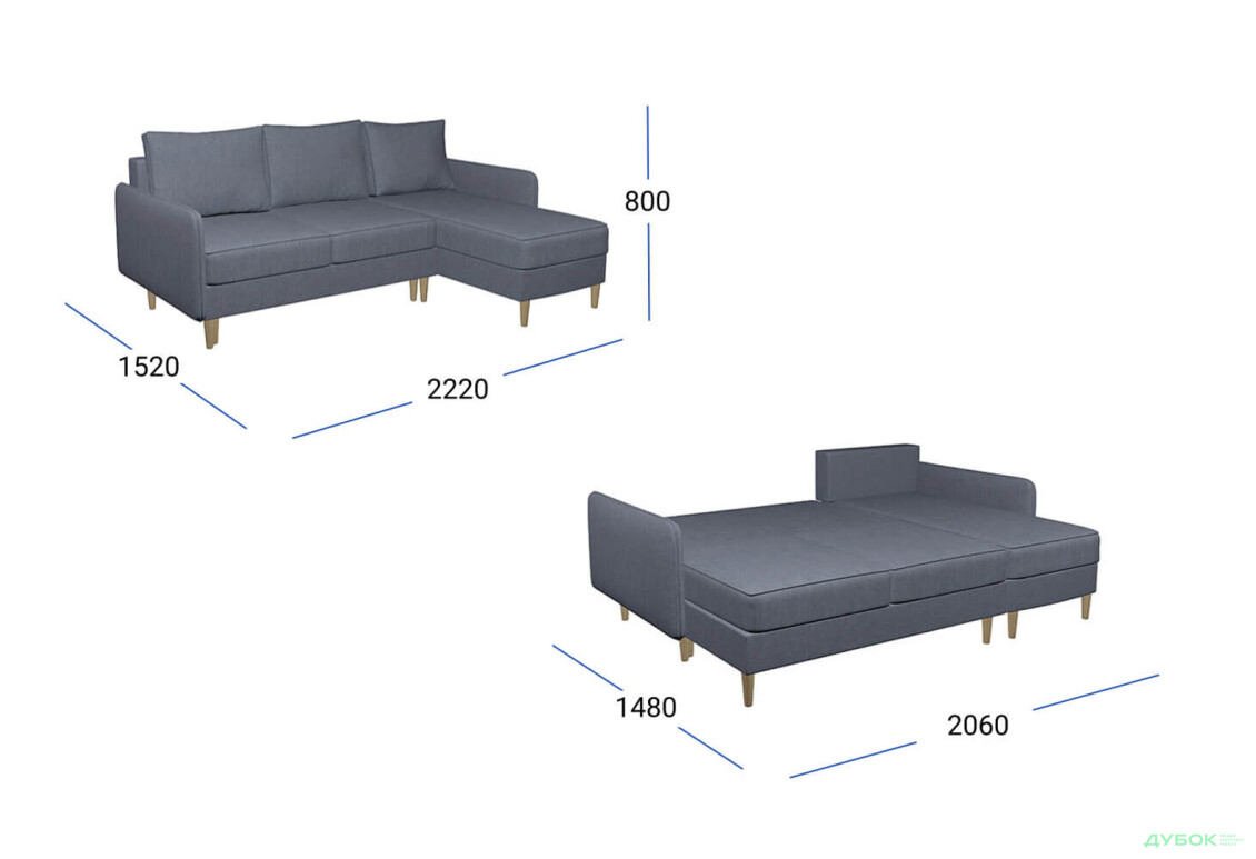 М'який куточок UMa Тренд 222x152 см - Зображення 14 Зображення 14 - М'який куточок UMa Тренд 222x152 см