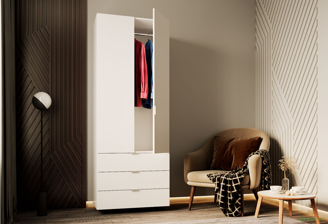 Изображение 3 - Шкаф Doros Гелар 2 ДСП 2-дверная с 3 ящиками 78 см Белый