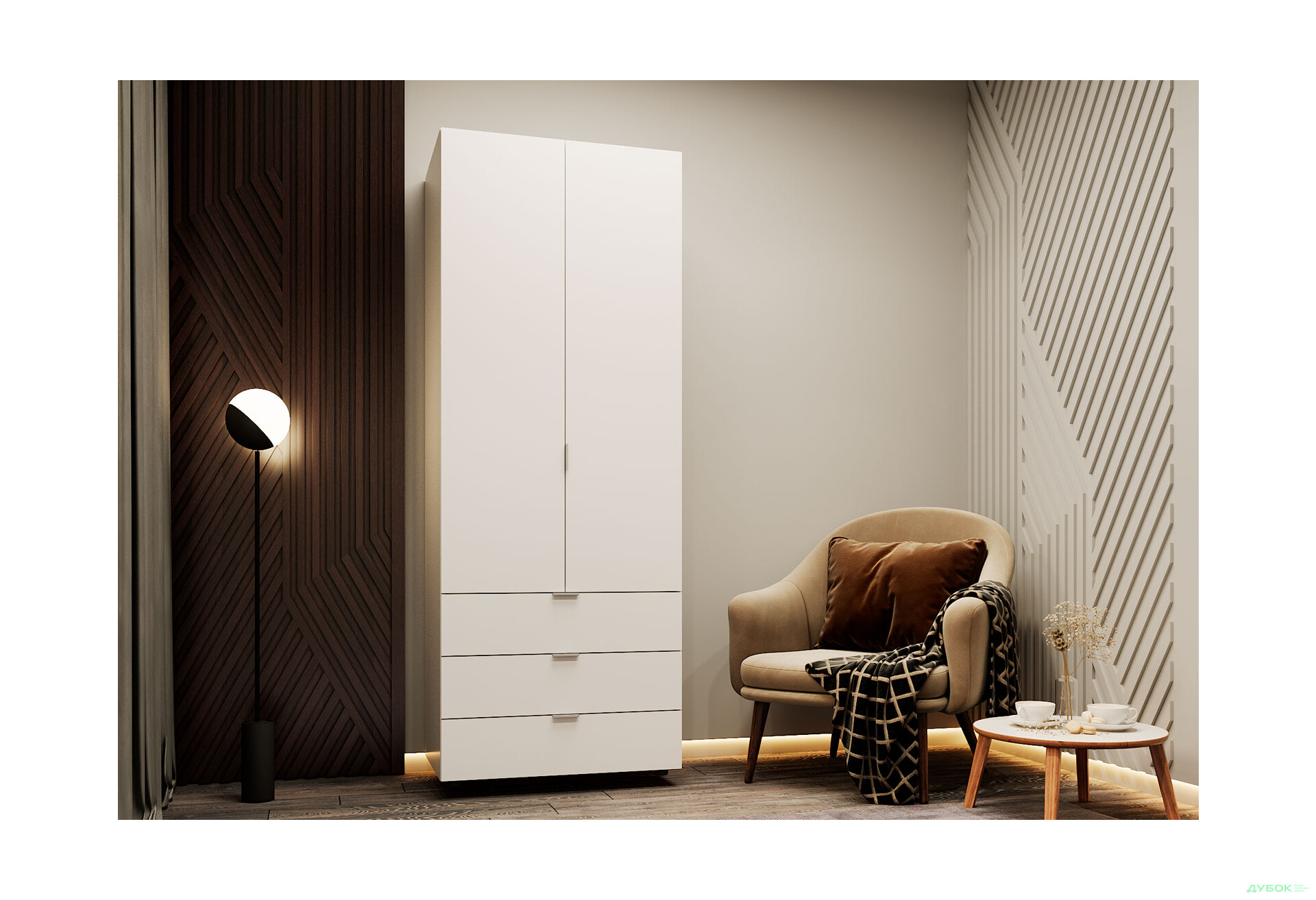 Изображение 2 - Шкаф Doros Гелар 2 ДСП 2-дверная с 3 ящиками 78 см Белый