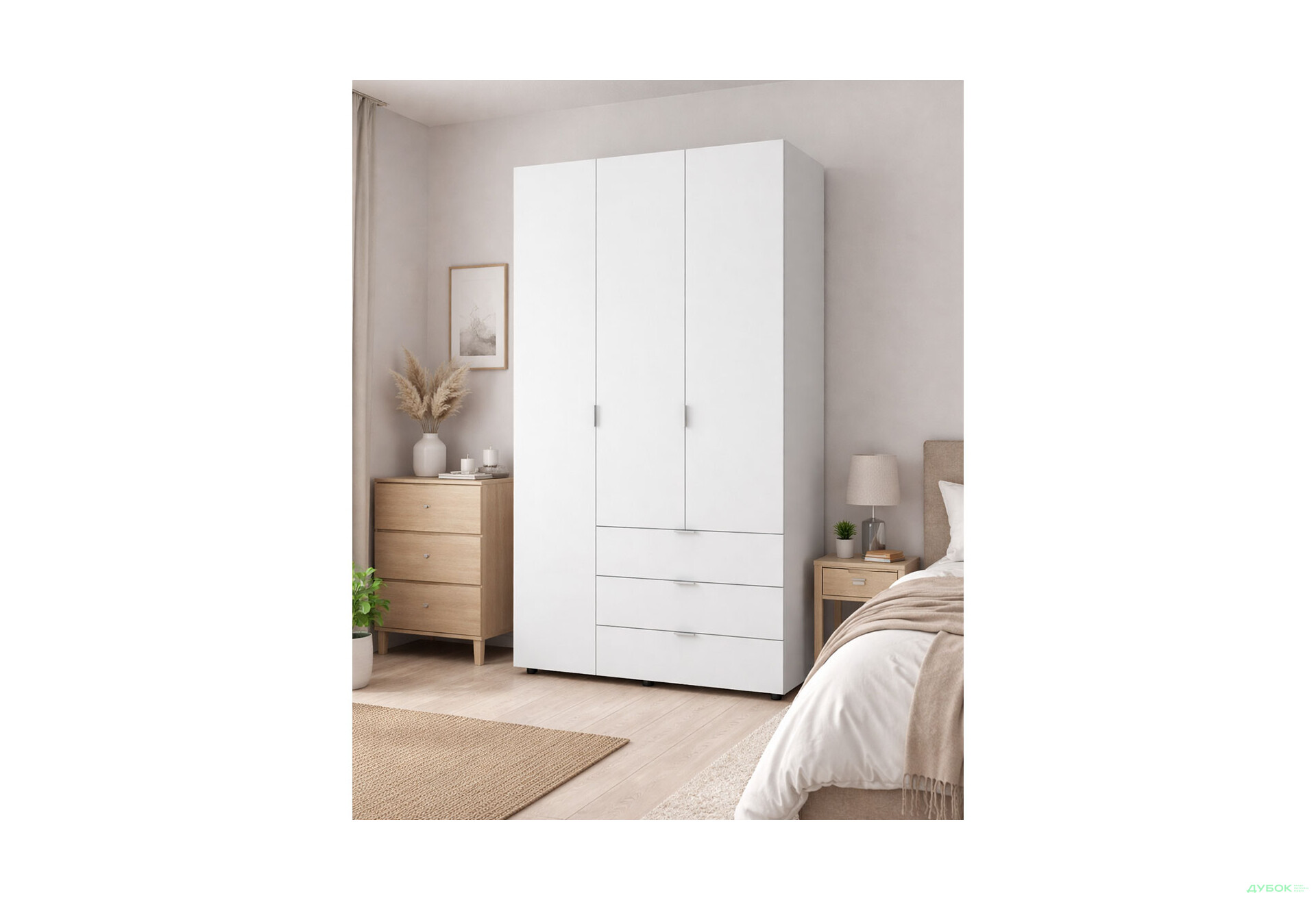 Зображення 2 - Шафа Doros Гелар 3 ДСП 3-дверна з 3 шухлядами 116 см Білий