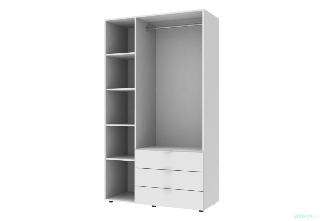 Шафа Doros Гелар 3 ДСП 3-дверна з 3 шухлядами 116 см Білий - Зображення 3 Зображення 3 - Шафа Doros Гелар 3 ДСП 3-дверна з 3 шухлядами 116 см Білий