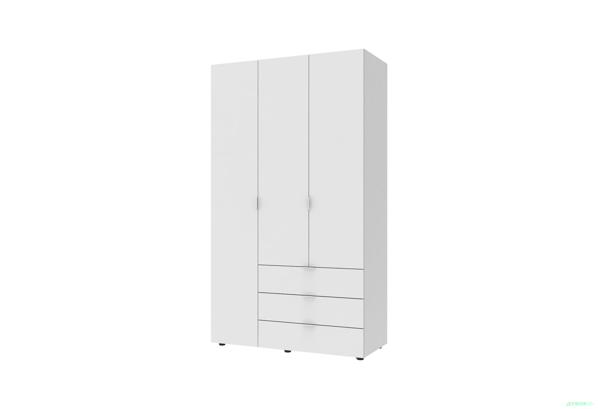 Шафа Doros Гелар 3 ДСП 3-дверна з 3 шухлядами 116 см Білий - Зображення 1 Зображення 1 - Шафа Doros Гелар 3 ДСП 3-дверна з 3 шухлядами 116 см Білий
