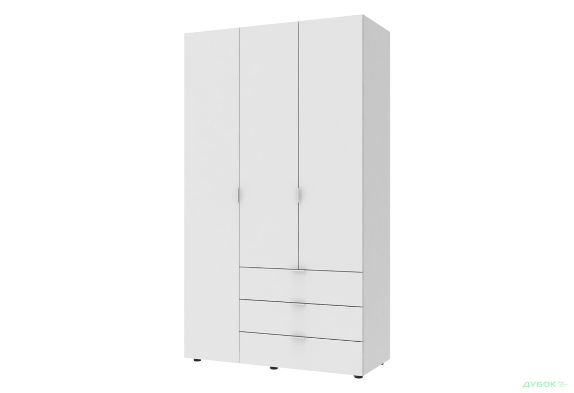Шафа Doros Гелар 3 ДСП 3-дверна з 3 шухлядами 116 см Білий - Зображення 1 Зображення 1 - Шафа Doros Гелар 3 ДСП 3-дверна з 3 шухлядами 116 см Білий