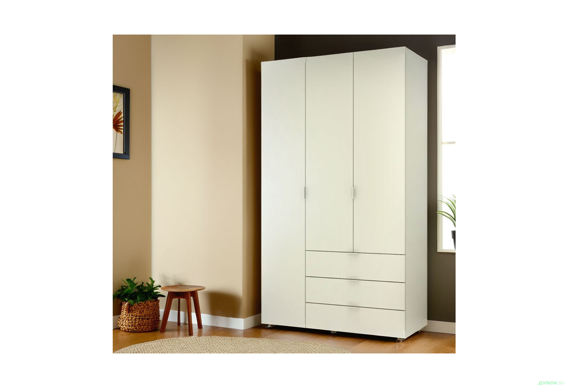 Шафа Doros Гелар 3 ДСП 3-дверна з 3 шухлядами 116 см Білий - Зображення 2 Зображення 2 - Шафа Doros Гелар 3 ДСП 3-дверна з 3 шухлядами 116 см Білий