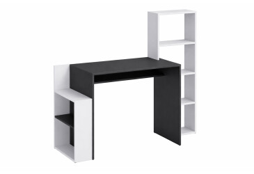 Стіл письмовий Moreli ST0025 144x50 см з надставкою та полицями антрацит / білий