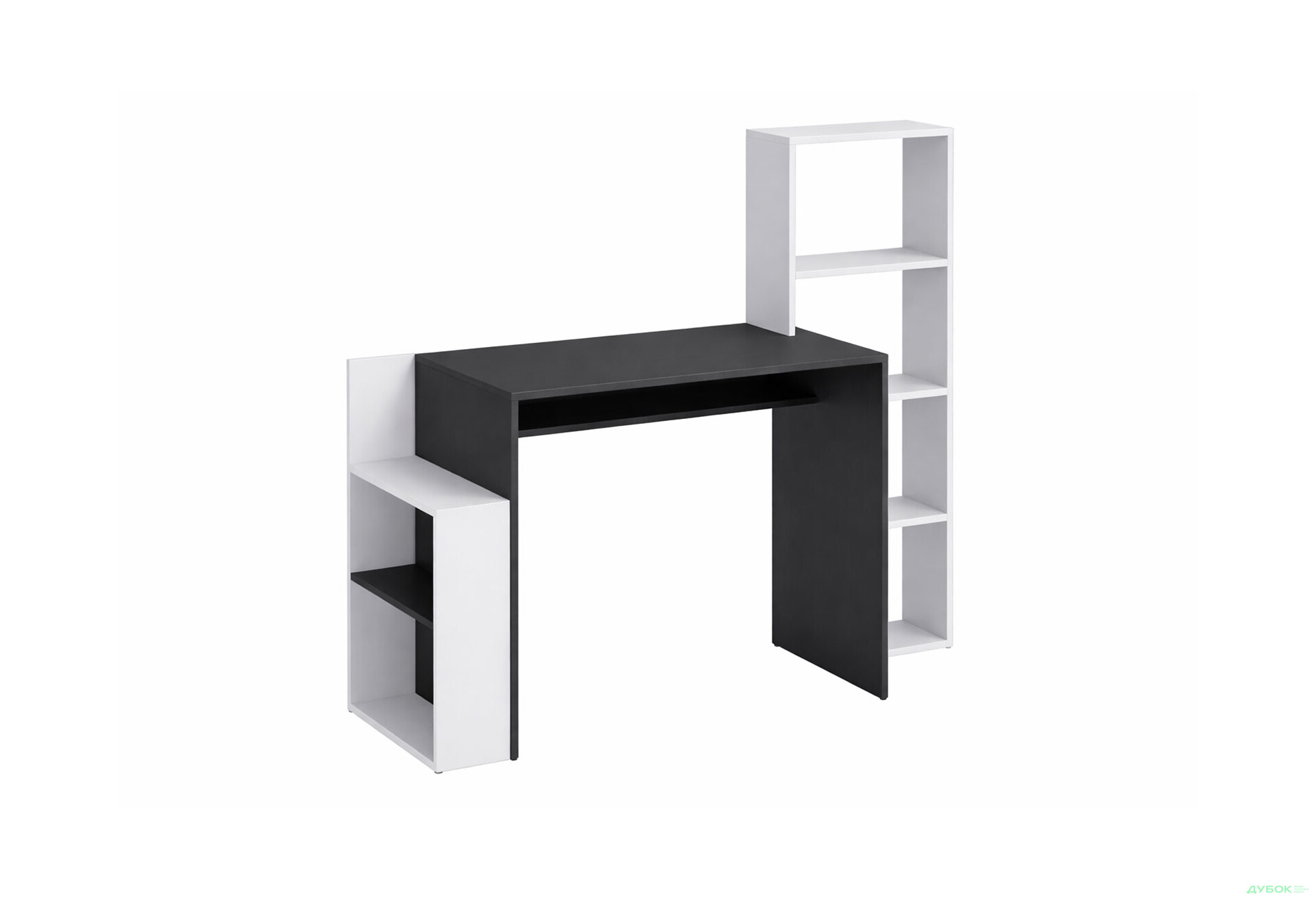 Изображение 1 - Стол письменный Moreli ST0025 144x50 см с надстройкой и полками антрацит / белый