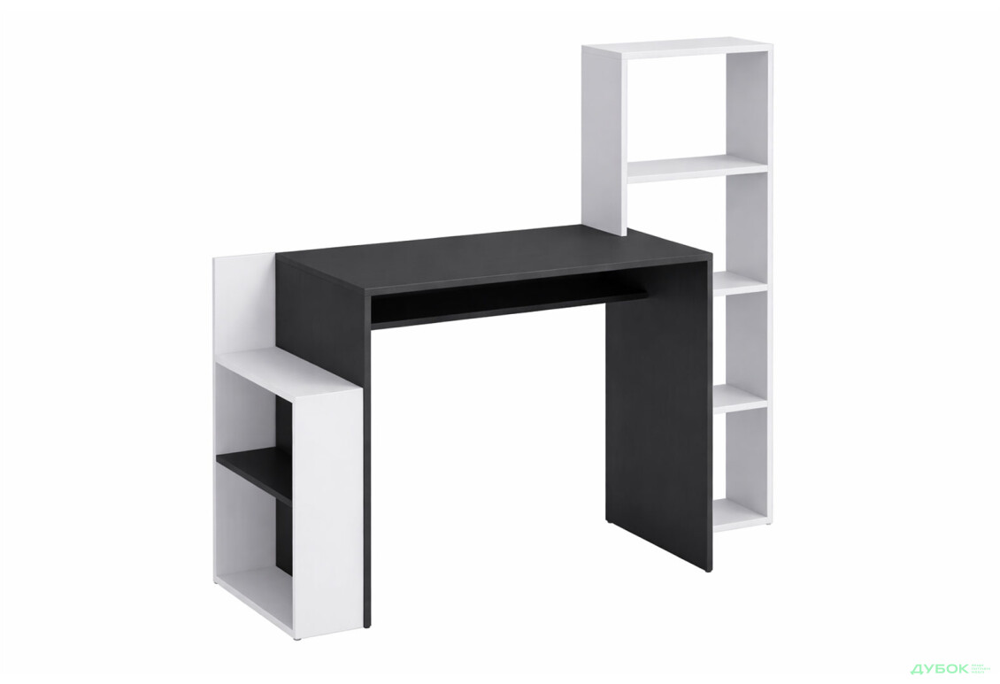 Стол письменный Moreli ST0025 144x50 см с надстройкой и полками антрацит / белый