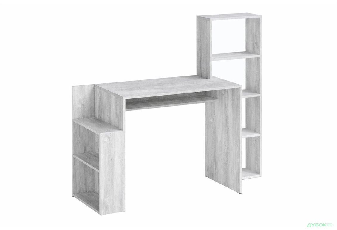 Стол письменный Moreli ST0025 144x50 см с надстройкой и полками бетон
