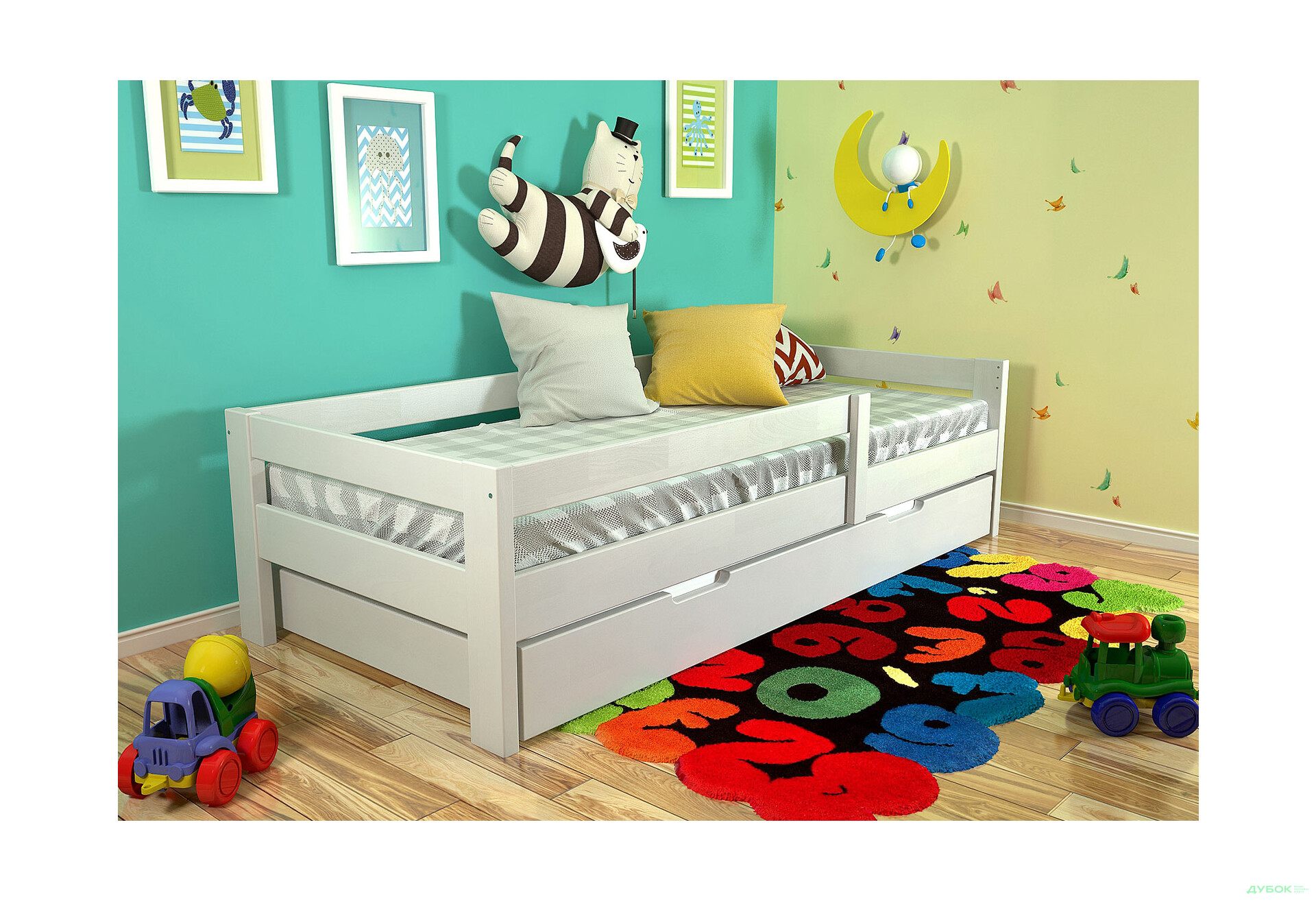 Ліжко Arbor Drev Альф (без шухляд) 90х200, бук, білий - Зображення 2 Зображення 2 - Ліжко Arbor Drev Альф (без шухляд) 90х200, бук, білий