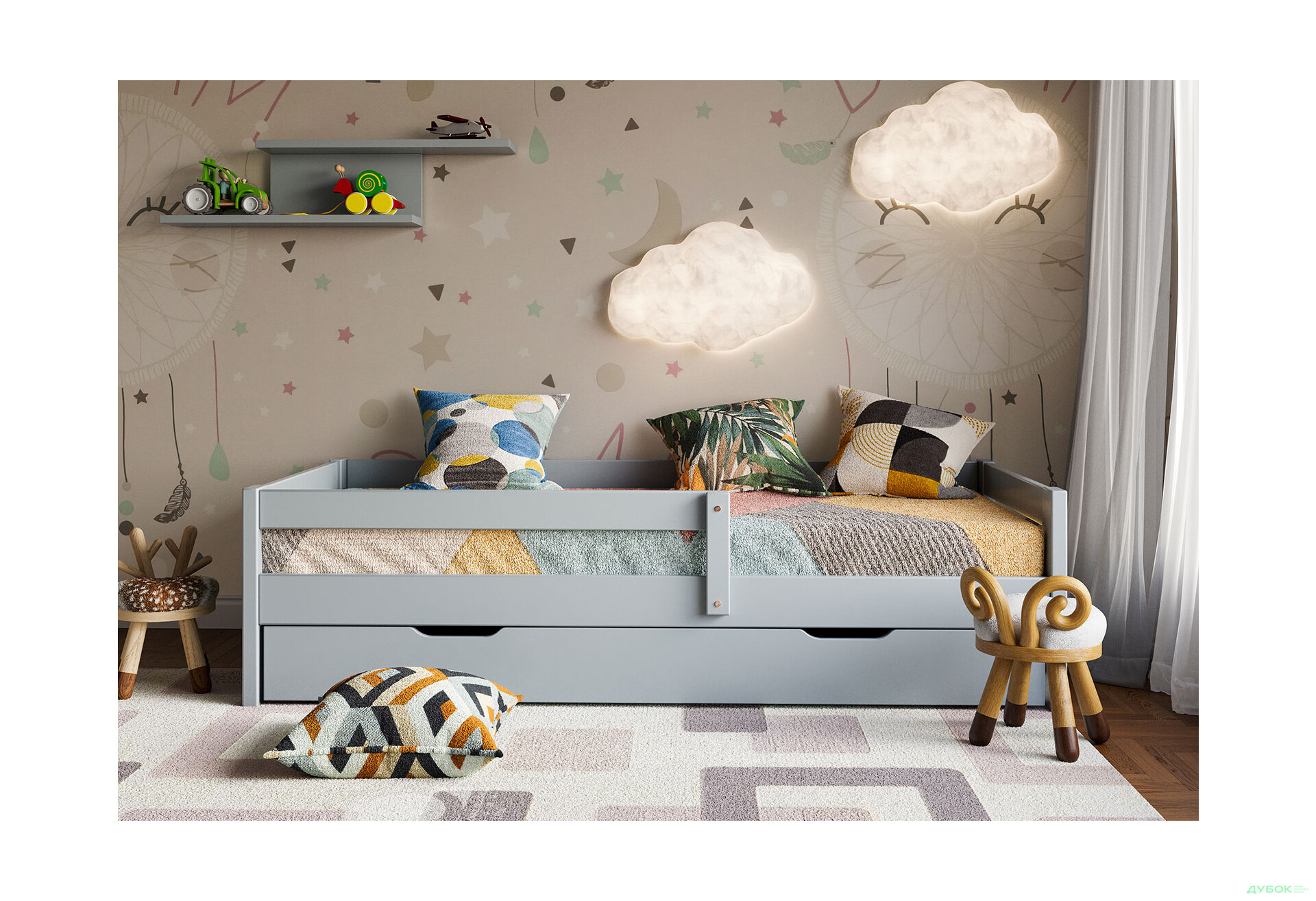 Ліжко Arbor Drev Альф (без шухляд) 90х200, бук, сірий - Зображення 2 Зображення 2 - Ліжко Arbor Drev Альф (без шухляд) 90х200, бук, сірий