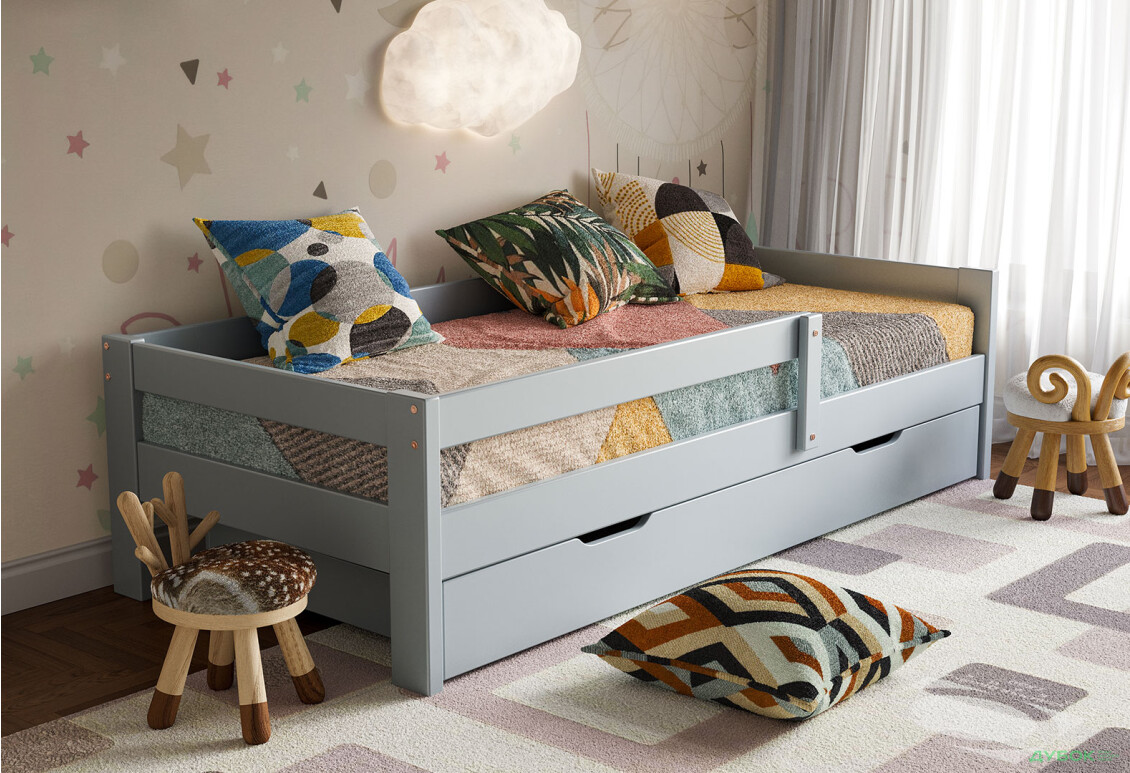 Ліжко Arbor Drev Альф (без шухляд) 90х190, бук, сірий - Зображення 2 Зображення 2 - Ліжко Arbor Drev Альф (без шухляд) 90х190, бук, сірий