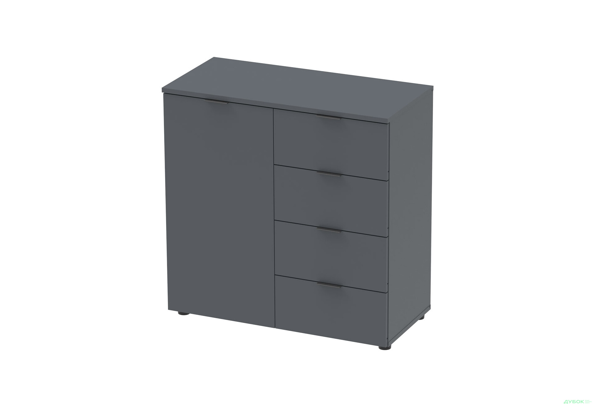 Комод Doros Рон 1 1-дверний з 4 шухлядами 80 см Графіт  - Зображення 3 Зображення 3 - Комод Doros Рон 1 1-дверний з 4 шухлядами 80 см Графіт