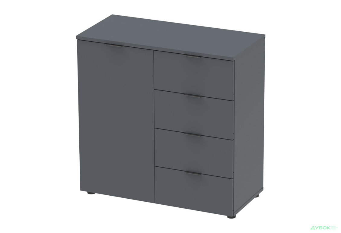 Комод Doros Рон 1 1-дверний з 4 шухлядами 80 см Графіт  - Зображення 3 Зображення 3 - Комод Doros Рон 1 1-дверний з 4 шухлядами 80 см Графіт
