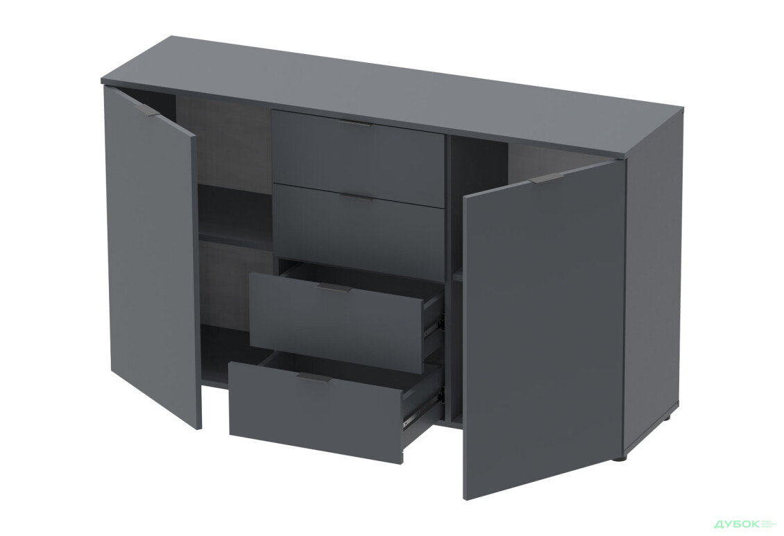 Изображение 4 - Комод Doros Рон 5 2-дверный с 4 ящиками 140 см Графит