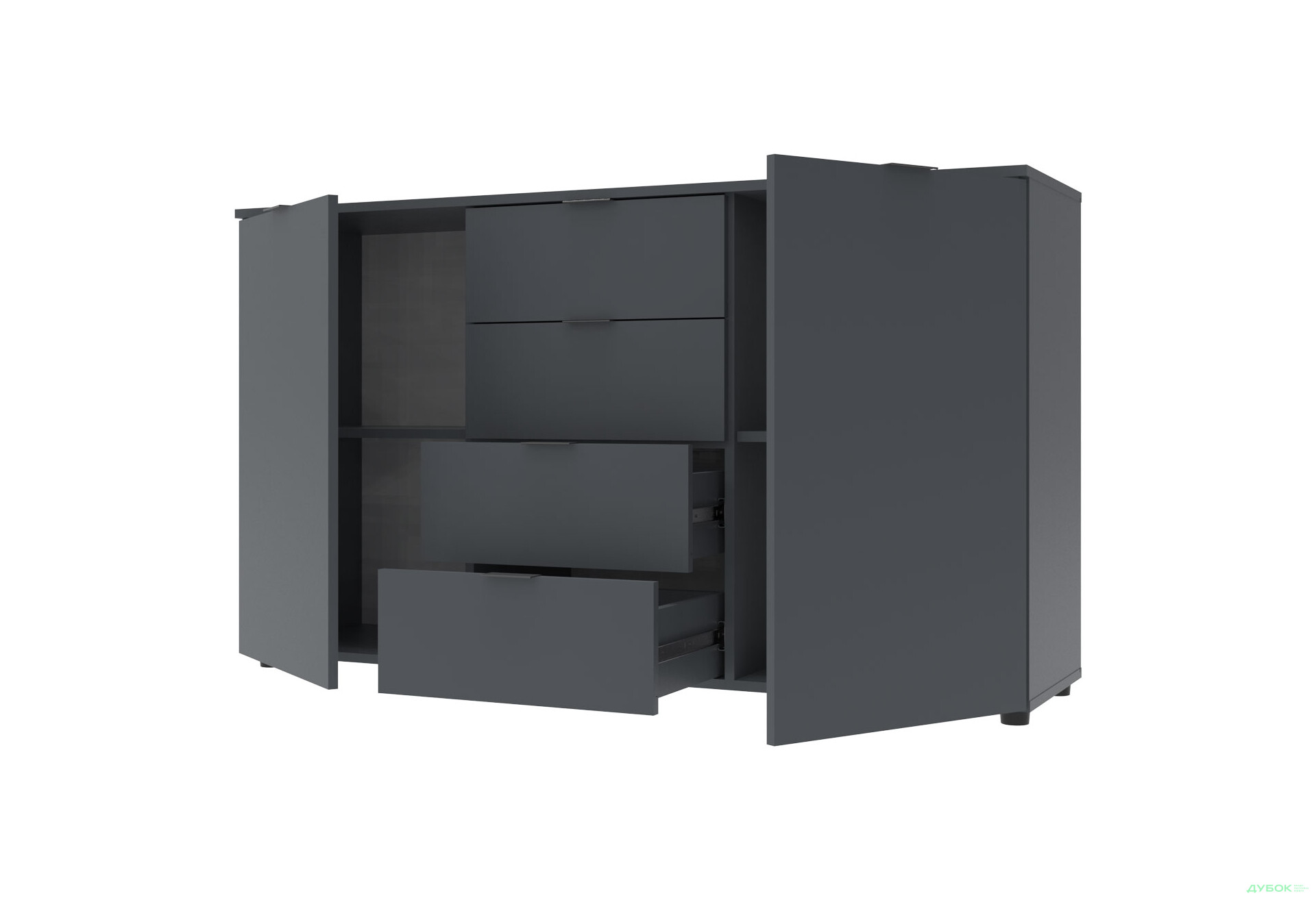 Изображение 2 - Комод Doros Рон 5 2-дверный с 4 ящиками 140 см Графит