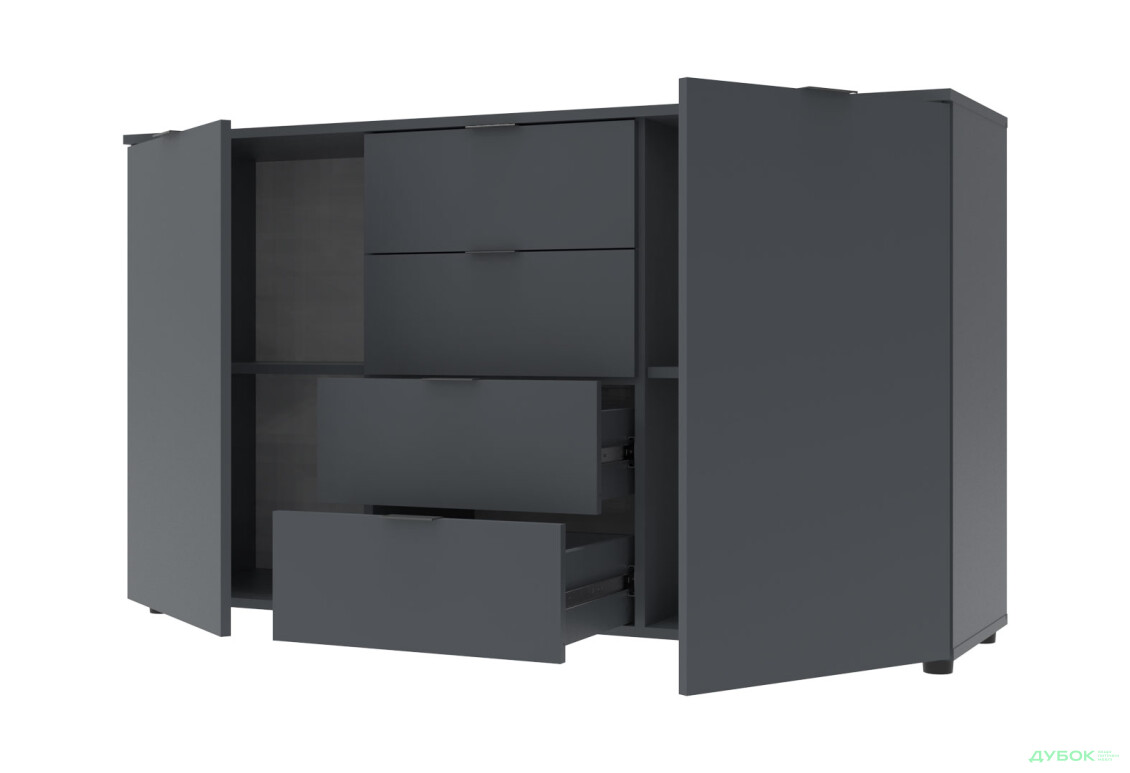 Изображение 2 - Комод Doros Рон 5 2-дверный с 4 ящиками 140 см Графит