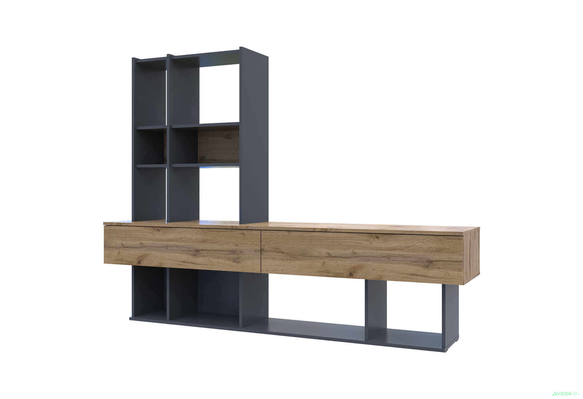 Зображення 3 - Стінка Doros Нота 195 см Графіт / Дуб Евок