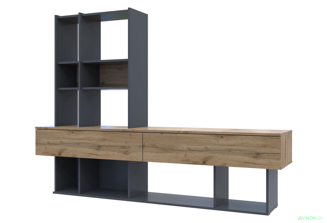 Зображення 3 - Стінка Doros Нота 195 см Графіт / Дуб Евок